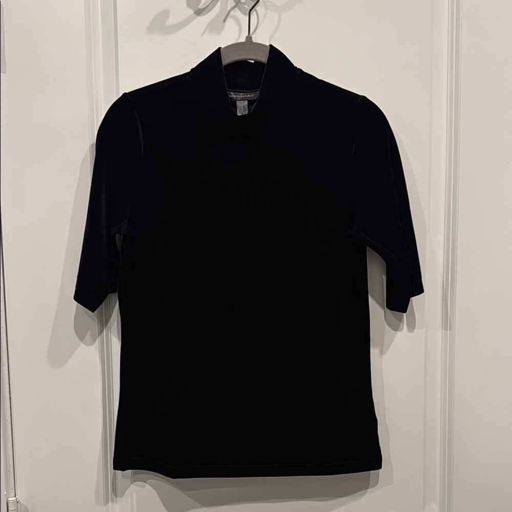 Black Velvet Mock-Neck Women's Top